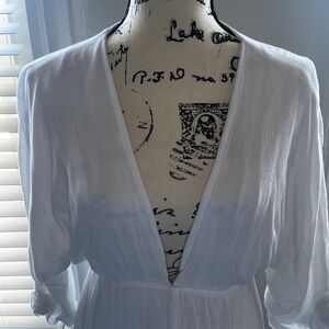White low cut beach vacation dress